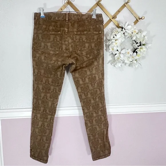 Free People Olive Green Victorian/Gothic Patterned Ankle Jeans - Picture 8 of 15